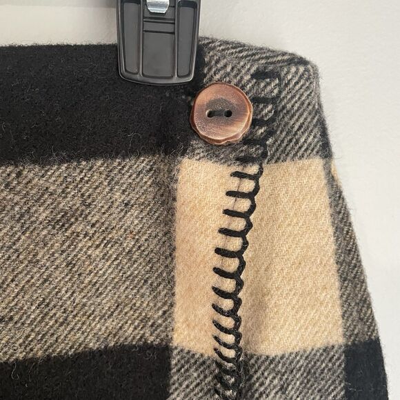 Ralph Lauren Country 100% Wool Skirt Sz 4 Buffalo Check Black Cream Blanket USA - Picture 5 of 11